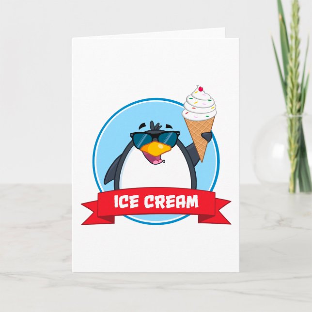 Tarjeta Guay Pingüino sostiene helado (Subido por el creador)