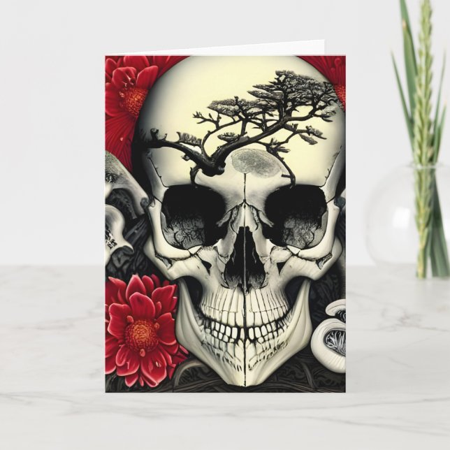 Tarjeta Guay Skull, Trees, Flores Todas Las Ocasiones Salu (Anverso)