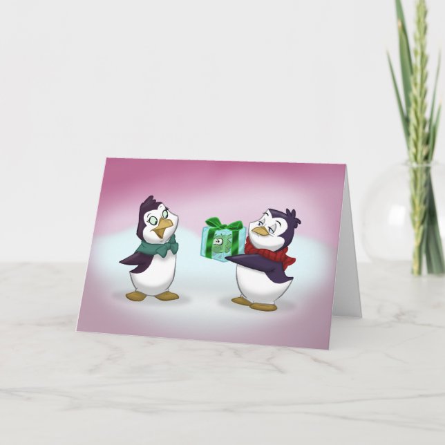 Tarjeta "Guay Yule" de los pingüinos (Anverso)
