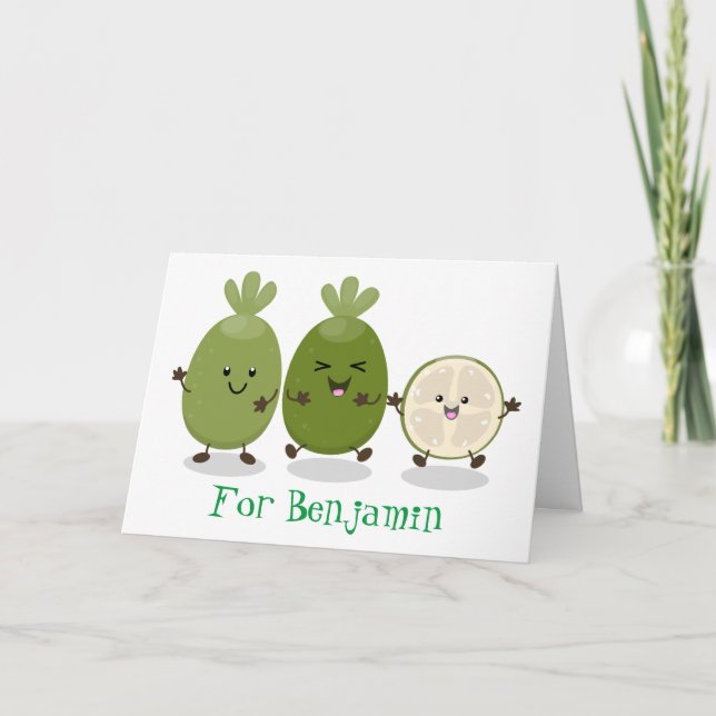 Tarjeta Guayaba feijoa personalizado de piña de cuña ilust (Anverso)