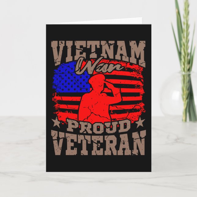 Tarjeta GUERRA DE VIETNAM ORGULLOSO regalo de veterano VET (Anverso)