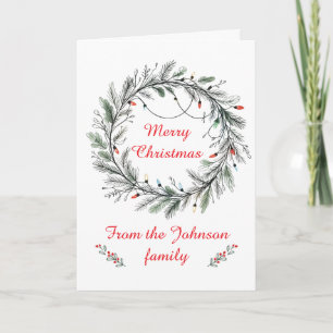 Tarjeta Guerra y luces de Navidades minimalistas