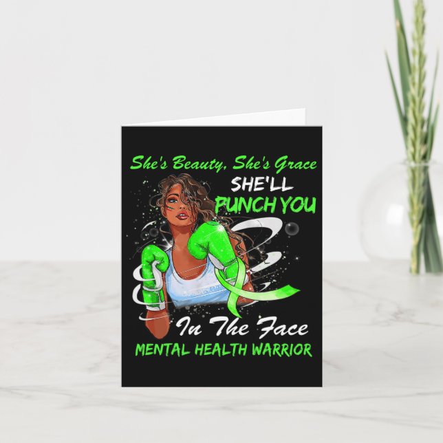 Tarjeta Guerrera de la salud te golpeará a mujer negra de  (Anverso)