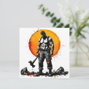 Tarjeta guerrero bárbaro fantasía medieval fuerza hummer