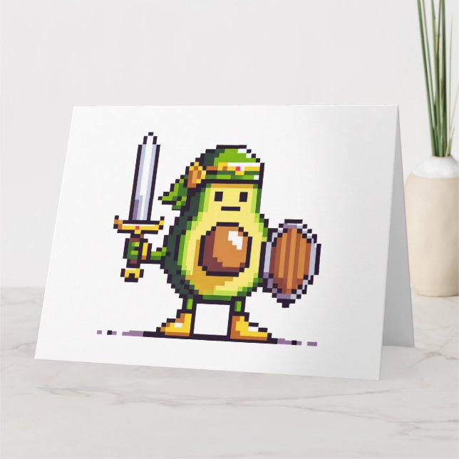 Tarjeta Guerrero de aguacate de píxeles - Carácter de jueg (Anverso)