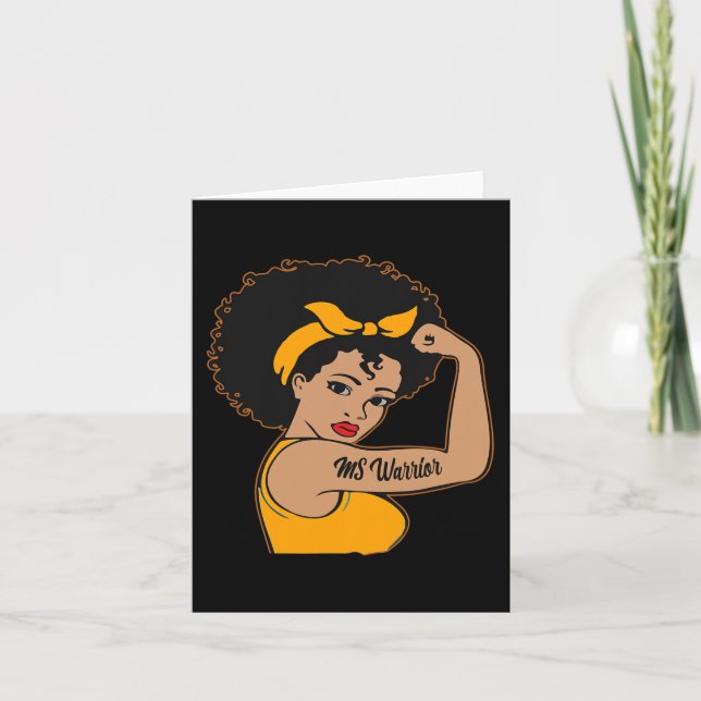 Tarjeta Guerrero Inquebrantable Esclerosis Múltiple Afro N (Anverso)