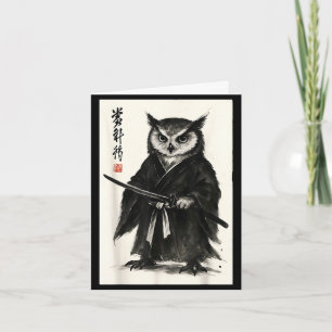 Tarjeta Guerrero samurái divertido al estilo anime japonés