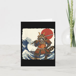 Tarjeta Guerrero samurái mapache divertido japonés & arte