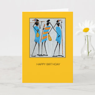 Tarjeta Guerreros masái, Kenia, cumpleaños del arte africa