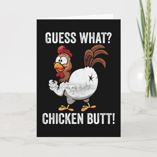 Tarjeta Guess What Chicken Butt Farm Animal Funny Farming (Anverso)