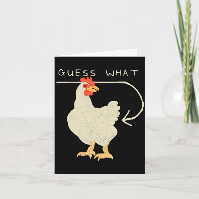 Tarjeta Guess What Chicken Butt Funny Happy  (Anverso)