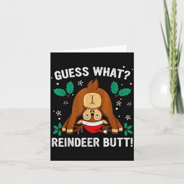 Tarjeta Guess What Reindeer Bu-tt Funny Christmas Family C (Anverso)