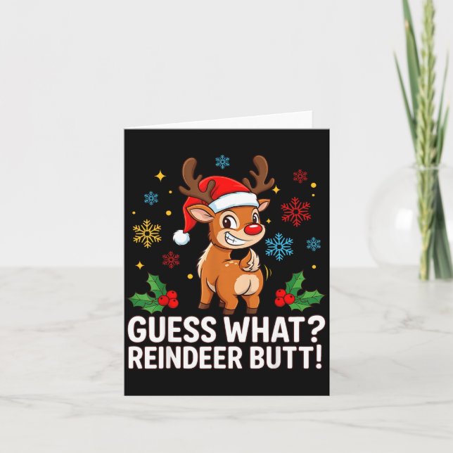 Tarjeta Guess What Reindeer Butt Funny Christmas Men Reind (Anverso)