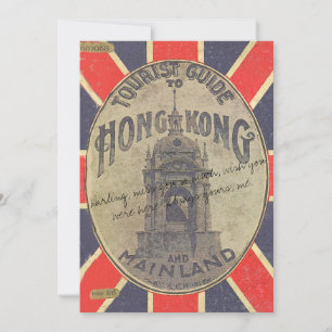 Tarjeta Guía turística antigua de Hong Kong con Union Jack