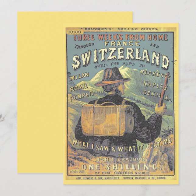 Tarjeta Guía turística de la época de Suiza y los Alpes (Anverso / Reverso)