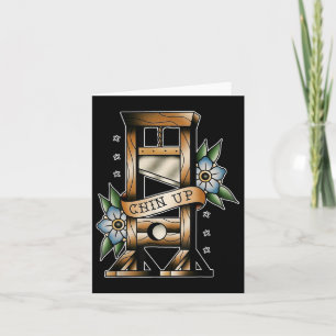 Tarjeta Guillotine Tattoo tradicional Flash Chin Up Mediev