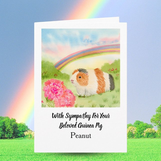 Tarjeta Guinea Pig Rainbow Sympathy with Carnations Name (Subido por el creador)