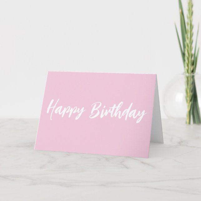 Tarjeta Guión blanco de cumpleaños feliz rosado moderno (Anverso)