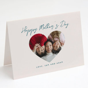 Tarjeta Guión de foto de corazón Feliz día de la madre
