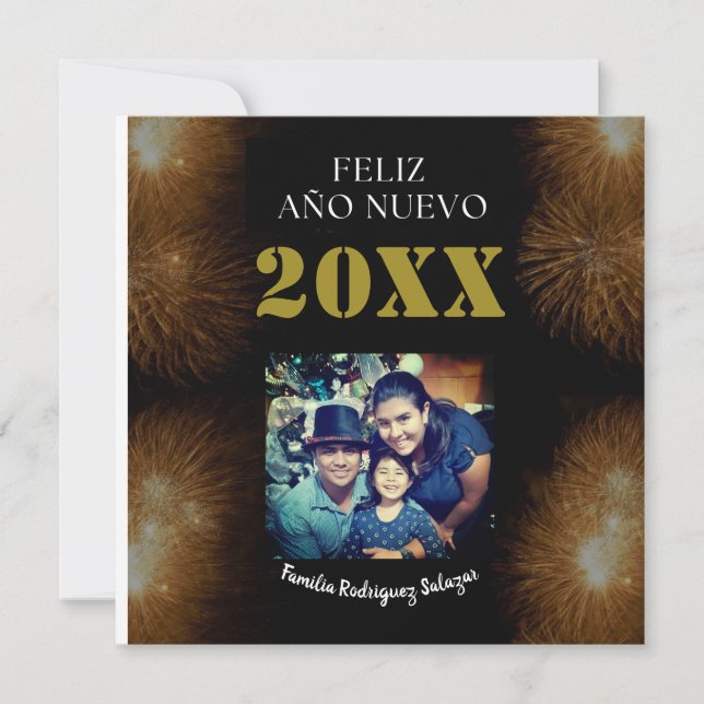 Tarjeta Guión de la caligrafía Feliz Año Nuevo Elegante (Anverso)
