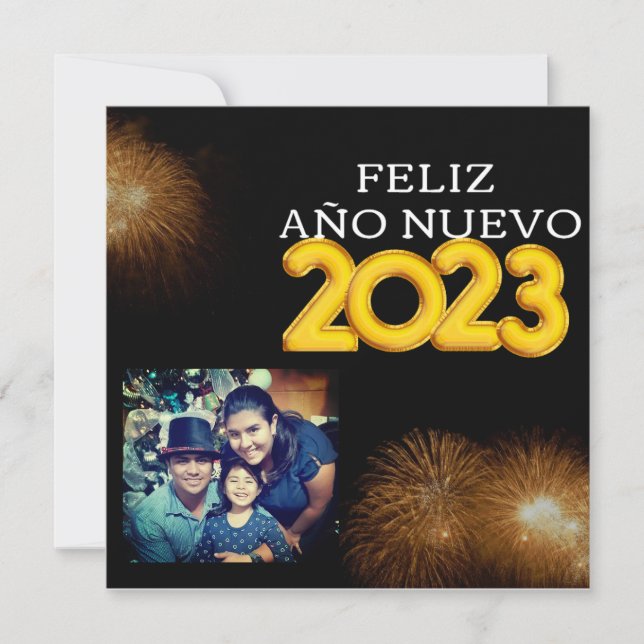 Tarjeta Guión de la caligrafía moderna de Año Nuevo Feliz (Anverso)