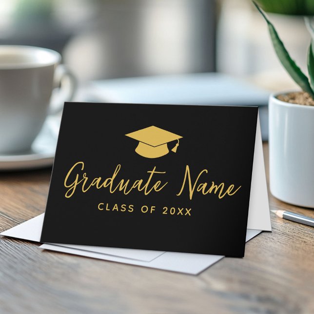 Tarjeta Guión de nombre de grado con tapa - Graduación de  (Custom Graduation Note Card)