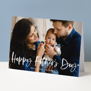 Tarjeta Guión de pincel moderno foto feliz día del padre