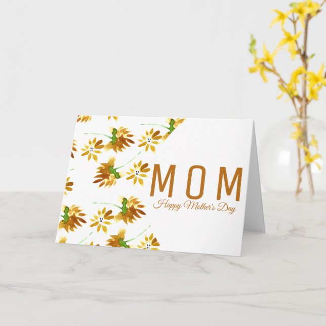 Tarjeta Guión del día de la madre de acuarela floral (flor amarilla)