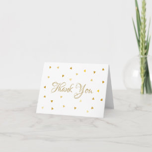 Tarjeta Guión dorado Gracias Corazones Confeti