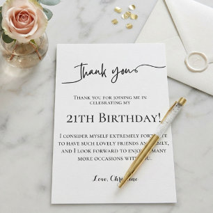 Tarjeta Guión minimalista cumpleaños 21 gracias