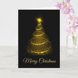 Tarjeta Guión mínimo Árbol de Navidad Negro y Oro