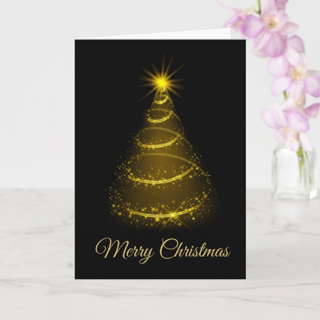 Tarjeta Guión mínimo Árbol de Navidad Negro y Oro (Orquídea)