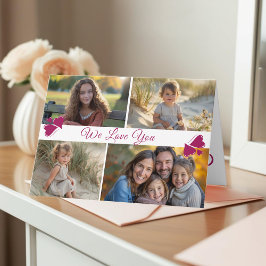 Tarjeta Guión moderno cuatro fotos Día de la Madre