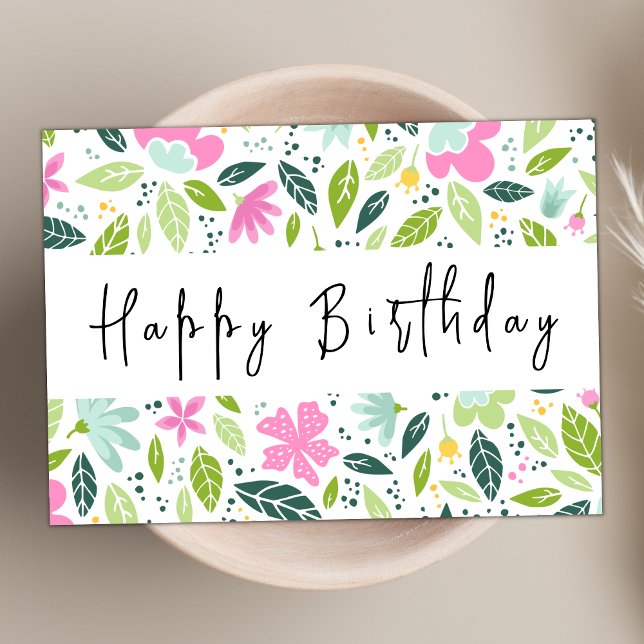 Tarjeta Guión moderno Pastel Floral Elegante Feliz Cumplea (Subido por el creador)