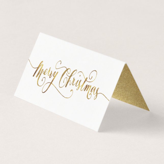 Tarjeta Guión navideño de Feliz Relieve metalizado dorado (Anverso)