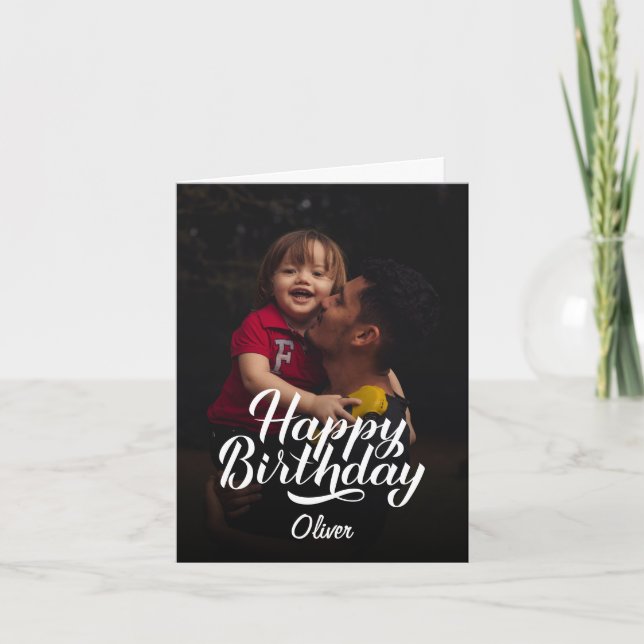 Tarjeta Guión y foto modernos y simples | Cumpleaños feliz (Anverso)