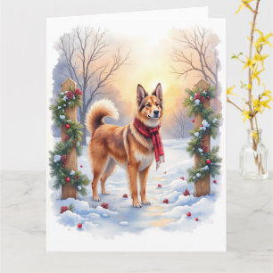 Tarjeta Guirnalda de Navidad de Tervuren belga a la acuare