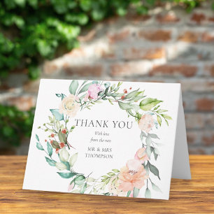 Tarjeta Guirnalda de Rosas Silvestres Boda Agradecimiento