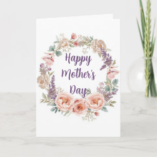 Tarjeta Guirnalda floral de acuarela de peonía rosa elegan