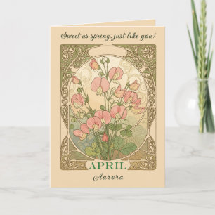 Tarjeta Guisante de olor Flor del mes de nacimiento de abr