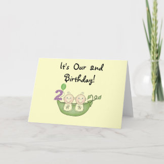 Tarjeta Guisantes gemelos en camisetas y regalos de cumple