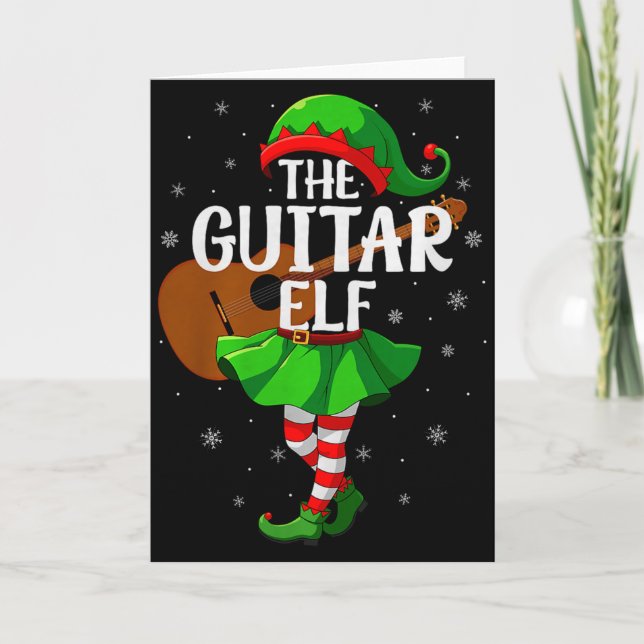 Tarjeta Guitar Elf Christmas Girls Women Elf Squad Xmas Fa (Anverso)