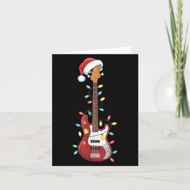 Tarjeta Guitar Santa Hat Navidades enciende B Player Guita (Anverso)