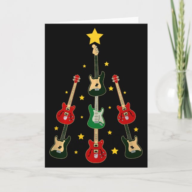Tarjeta Guitar Xmas Tree Musical Guitar Lovers Guitarist C (Anverso)