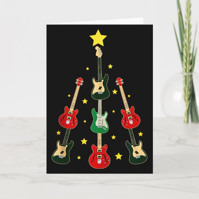 Tarjeta Guitar Xmas Tree Musical Guitar Lovers Guitarist C (Anverso)