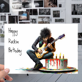 Tarjeta Guitarista de música rock - Guay Feliz cumpleaños 