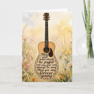 Tarjeta Guitarra acústica de cumpleaños con texto Joven pa