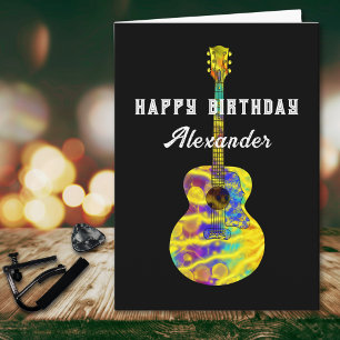 Tarjeta Guitarra Acústica Personalizada Feliz Cumpleaños