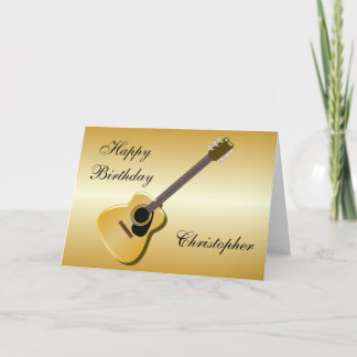 Tarjeta Guitarra Acústica Simplemente Añadir Nombre Cumple