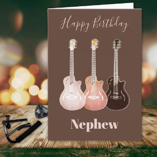Tarjeta Guitarra Country Rústica Feliz Cumpleaños Sobrino
